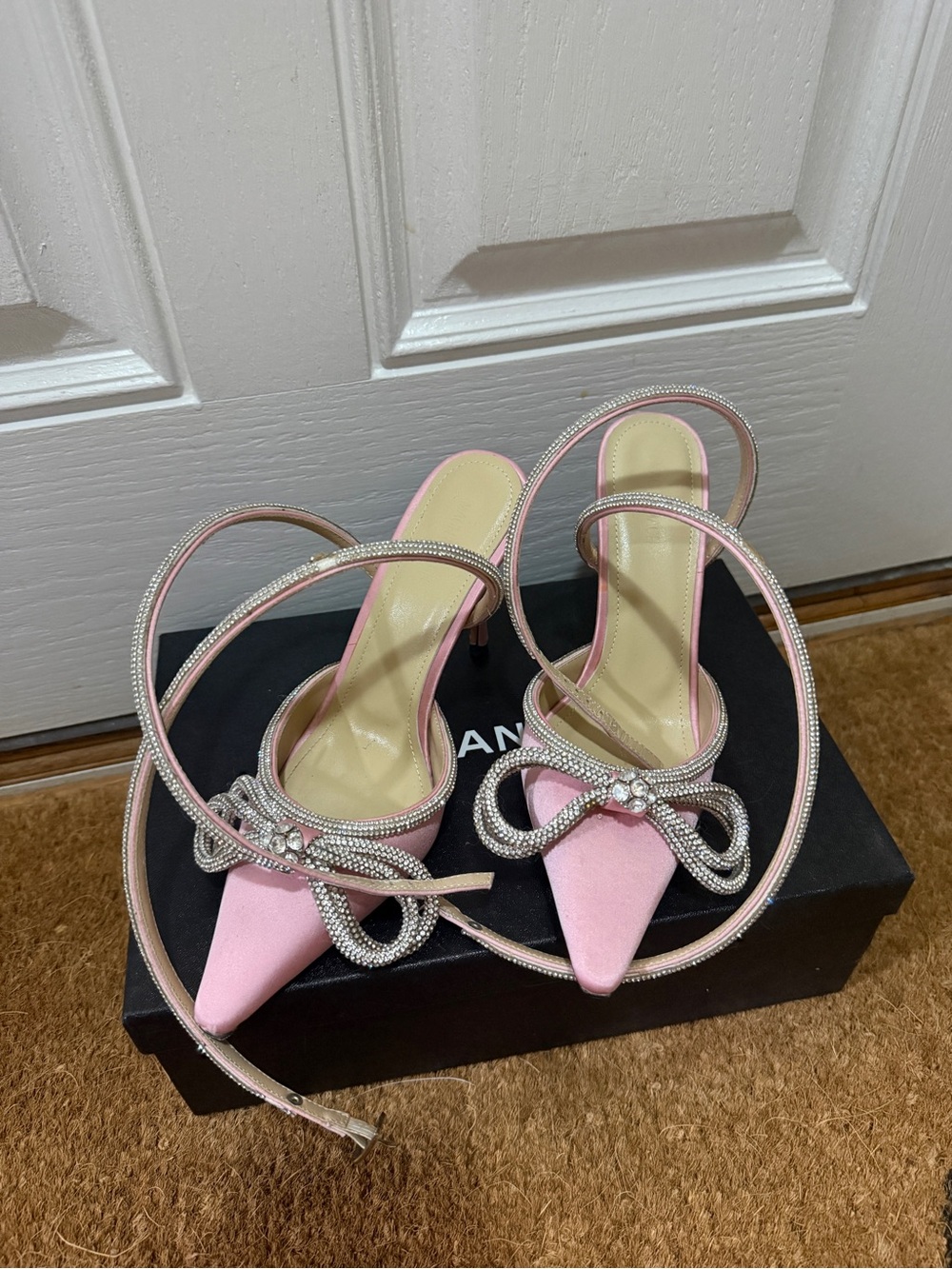 Pink Crystal Bow Pointed-Toe Women's Heels